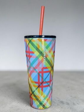 Starbucks Multicolor Plaid Tumbler in Red, Yellow, Green, Blue